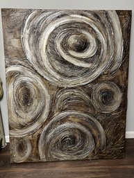 Large 48x60 Signed Paint On Canvas Artwork Abstract Various Brown Tones Swirls, Yosemite Home Decor