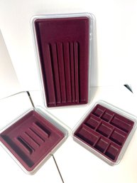 AN/CR153 - 3 Container Store Jewelry Organizers With Felt Lining, Plastic Surround