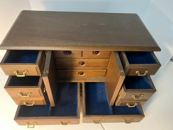 AN/CR154 - 1970 Japanese Himark Jewelry Box With 10 Blue Velvet Lined Drawers