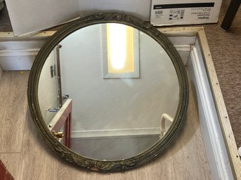 RER/CR32 - Vintage Antiqued Gilded Round Mirror