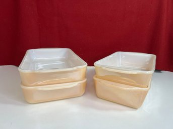 AD/ 4pcs - Vintage 'Fire King' Peach Luster Loaf And Casseroles