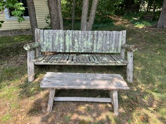 BY/ 2pcs - Outdoor Weathered Wood Bench Seat And Table