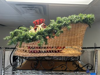 E/ 2pcs - 3ft Long Holiday Christmas Wicker And Metal Decorative Sleigh