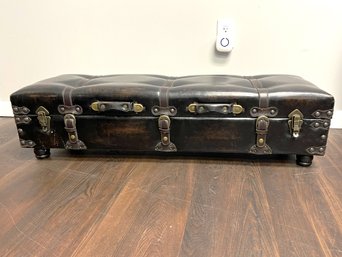 Cool Intentionally Distressed Dark Brown Leatherette Low Bench / Lift Top Trunk