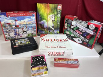 C/ 7pcs - Games: Cardinal Poker Set, Dominos, Puzzles Etc