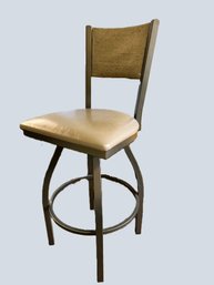 RER/CR - Grey Metal And Beige Leather (?) Swivel Bar Stool By Grand Rapids Chair Company