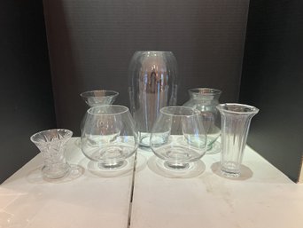 DR/ 7pcs - Various Sizes And Shapes Of Clear Vases
