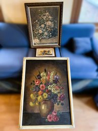 FR/ 3pcs - Framed Floral Art: Renoir And 2 Others Signed
