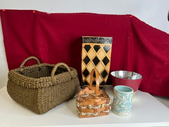 E/ 5pcs - Home Decor Bundle: Baskets, Buckets, Cup Etc