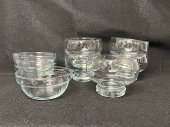 9 Pcs Clear Glass Dessert Bowls - 5 Low Footed & 4 Top Rimmed