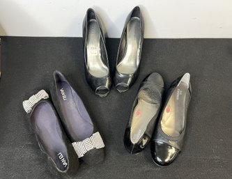 C/ Box W 3 Pairs Women's Black Shoes: Vaneli, Predictions, Ros Homerson - Sizes 8/8.5