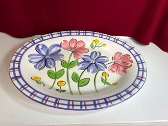 Beautiful Colorful Floral Pattern Large Oval Ceramic Platter By Jay