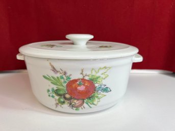 E/ Gorgeous Haviland Painted Round Covered Serving Bowl