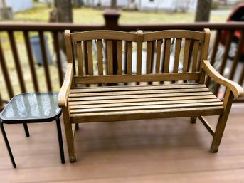BY/ 2pcs - Wooden Porch Bench And Metal End Table