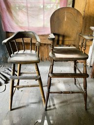 B/ 2pcs - Vintage Wooden High Chairs