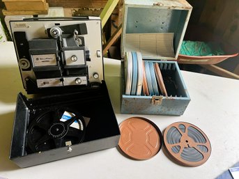 B/ Box&loose 10pcs - Bell & Howell 8mm/Super 8 Movie Projector With 7 Film Reels In Case