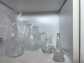K/ 4pcs - Beautiful Etched Glass Lot
