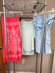 C/ 3pcs - Summer Beachy Dresses / Cover Ups And An Athleta T Shirt