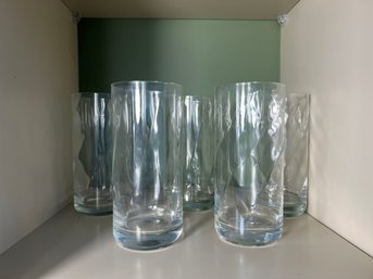 SR/ 5pcs - Swirl Design Tall Clear Glasses