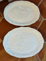 SR/ 2pcs - White Ceramic Turkey Platters - Regent Gallery And Himark Japan