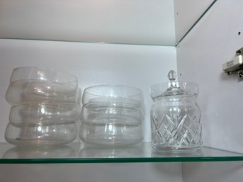 K/ 8pcs - Glass Lot: Bowls And Container