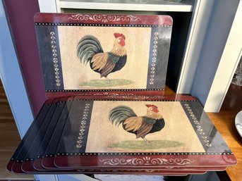 SR/ 7pcs - Stunning Rooster Motif Cork Backed Board Placemats