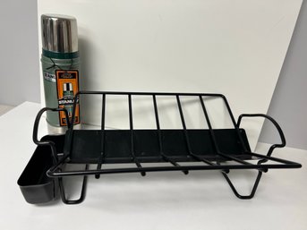 New W Tags Stanley Stainless Green Vacuum Thermos & Black Metal Angled Roasting Rack W Drip Tray