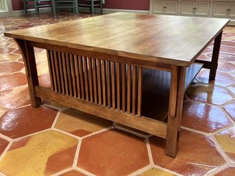 SR/ Pretty Arts & Crafts Mission Style Wood Coffee Table By Stickley USA W Lower Shelf