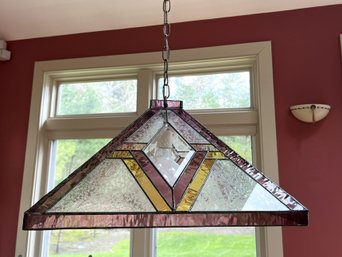 SR/ Gorgeous Amethyst & Gold Stained Glass & Etched Hanging Light