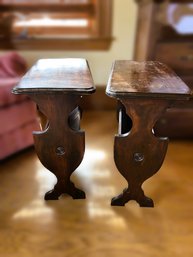 FR/ 2pcs - Vintage Wood Side End Tables With Book Holders