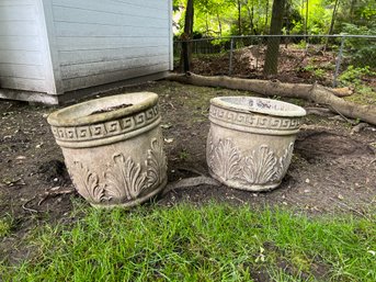 BY/ Pair Of Two - 16' X 14' Plastic Garden Outdoor Planters W Grecian & Fern Motif