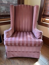 FR/ Tall Wing Back Dusty Rose Velveteen Upholstered Chair