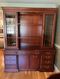 O/ Stately 2 Piece Lighted Cherry Hutch Desk - By OFS Huntingburg, Indiana