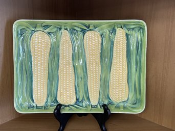 FR/ 1pc F64 - Mid Century Czechoslovakian Corn Husk Tray/Plate Pottery