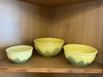 FR/ 3pcs F62 - Vintage Shawnee Pottery Bowls - Corn On The Cob Design