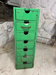 C/ Vintage Industrial 7 Drawer Wooden Cabinet And Tool Contents