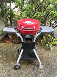 BY/ 2 Pcs - Master Built Bright Red Electric Outdoor Grill On 2 Wheels And Grill Brush & Manuals