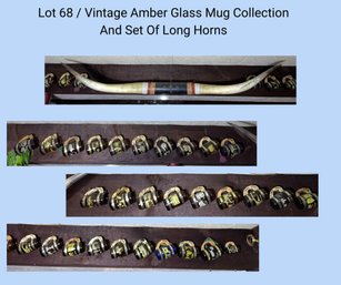 CB/ 28pcs - Vintage Amber Glass Mug Collection And Set Of Long Horns