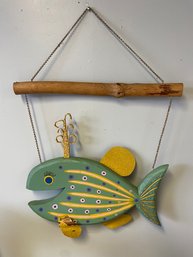 AD/B - Wood And Metal Fish Wall Hanging Art