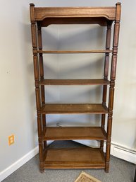 CR/B - Rattan 5 Shelf Bookcase With Inlaid Rattan, Wood Finish