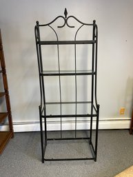 CR/B - Black Wrought Iron With 4 Glass Shelves Bakers Rack