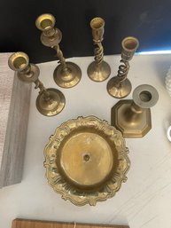 DR/ 6pcs - Beautiful Brass And Brass Look Candleholders - India, Italy Etc