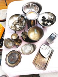 DR/ 2boxes - Vintage Silver Plate And Pewter Assorted Pieces: Leonard Pewter, Singapore Etc