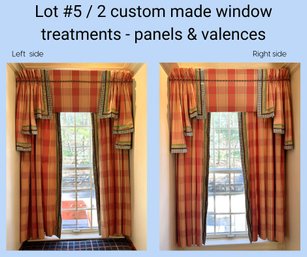 LR/ 2pcs - Pair Of Custom Made Lovely Window Treatments - Panels, Valances & Hardware