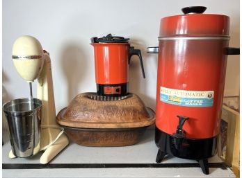 B/ 4 Pcs - Regal 36 Cup Coffee Maker, Hamilton Bch Drink Master, Romertopf Baker, West Bend Hot Pot