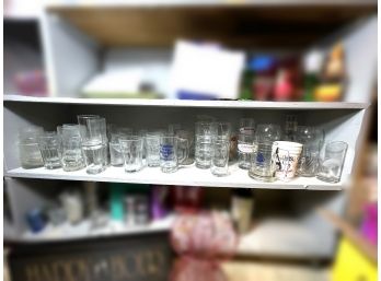 B/ Shelf Full Of Assorted Glass Drinkware - All Types, Big Variety