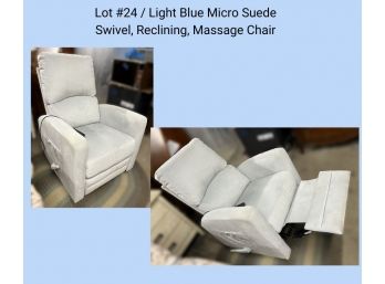 M/ Light Blue Micro Suede Swivel Reclining Massage Chair By Evolur