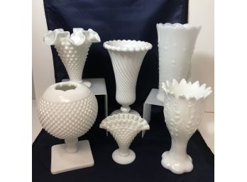 Antique Milk Glass Bundle #7 - Assorted Gorgeous Vases