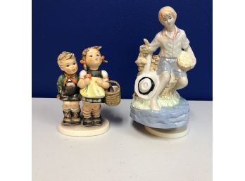 Hummel 'To Market' And Porcelain Music Box Figure