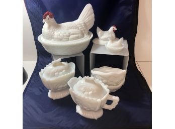 Antique Milk Glass Bundle #5 - Westmoreland And More